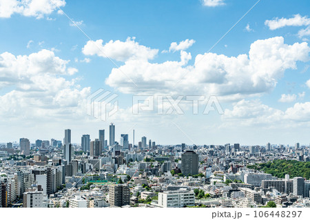 【東京都】真夏の青空と大都市の住宅街 【東京都】真夏の青空と大都市の住宅街 106448297