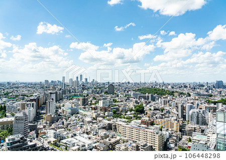 【東京都】真夏の青空と大都市の住宅街 106448298