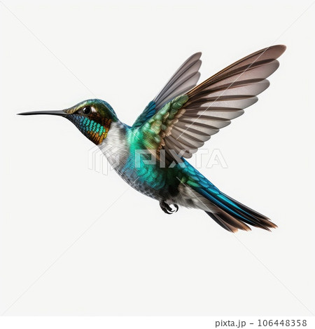 Flying hummingbird isolated on white background Flying hummingbird isolated on white background 106448358