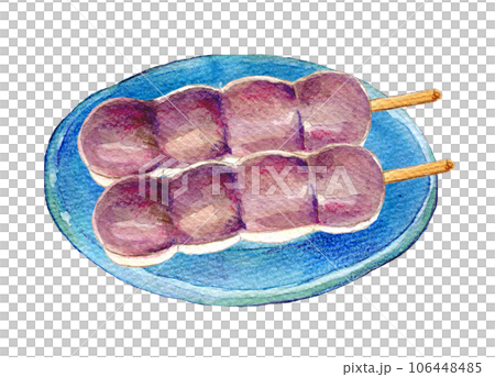 Watercolor illustration Japanese sweets skewered dango set Watercolor illustration Japanese sweets skewered dango set 106448485
