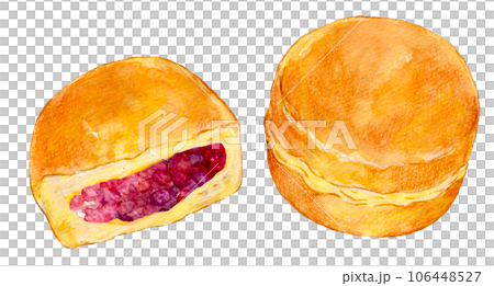 あんこたっぷりの大判焼き　水彩イラスト 106448527