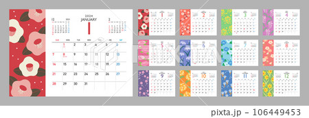 和の花マンスリーカレンダー　2024年　12ヶ月セット 106449453