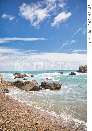 tropical beach with blue sky tropical beach with blue sky 106449487