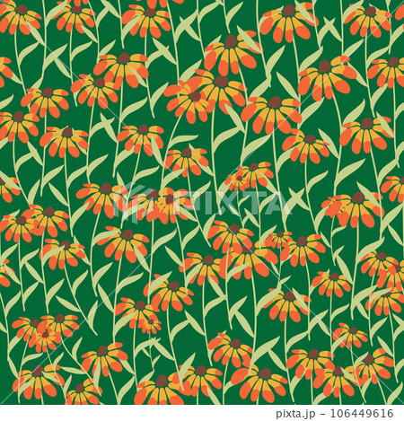 Garden rudbeckia flower seamless pattern. Beautiful yellow flower, symbol of the sun 106449616