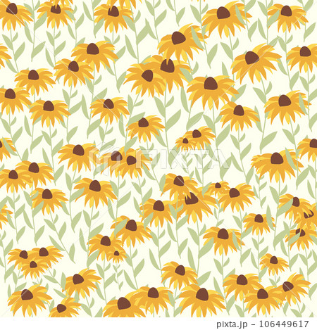 Garden rudbeckia flower seamless pattern. Beautiful yellow flower, symbol of the sun 106449617