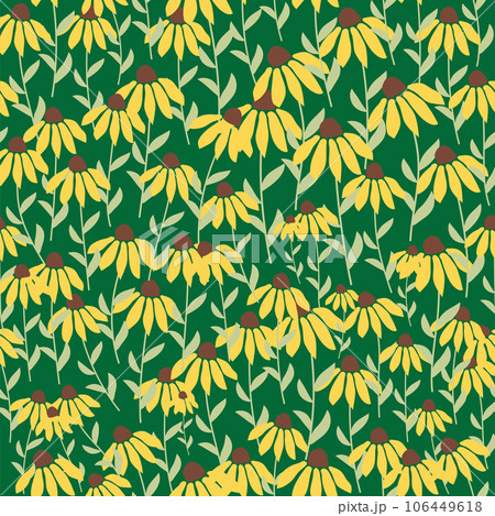 Garden rudbeckia flower seamless pattern. Beautiful yellow flower, symbol of the sun 106449618