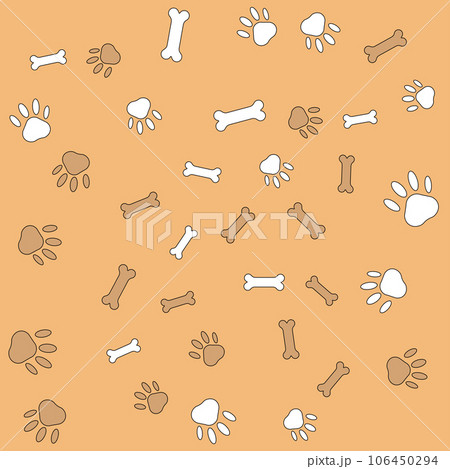 Seamless boho patterns with bone and paw dog. Contemporary minimalistic trendy yellow gradient backgrounds for kids. 106450294