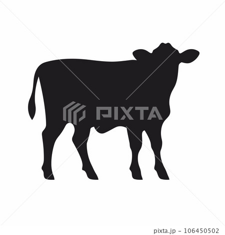 Bull black icon on white background. Cow silhouette Bull black icon on white background. Cow silhouette 106450502