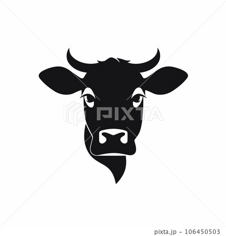 Bull black icon on white background. Cow silhouette Bull black icon on white background. Cow silhouette 106450503