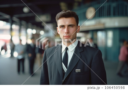 a man wearing a suit and tie, restored 1964 historical photo, generative ai 106450598