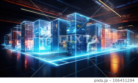 The concept of modern accounting and warehousing of containers in large storage areas. The concept of modern accounting and warehousing of containers in large storage areas. 106451204