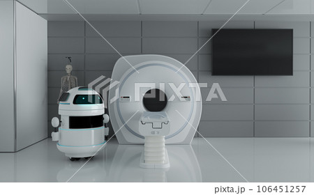 Mock up MRI machine in medical room with robotic control concept 106451257