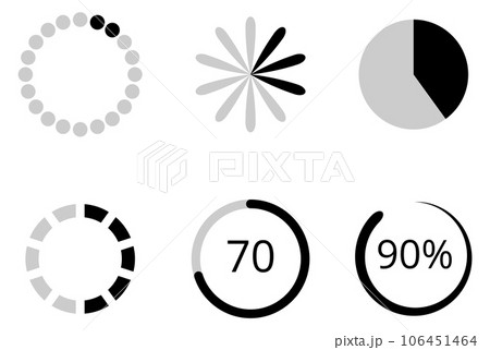 Progress indicator set. Round loading interface element Progress indicator set. Round loading interface element 106451464