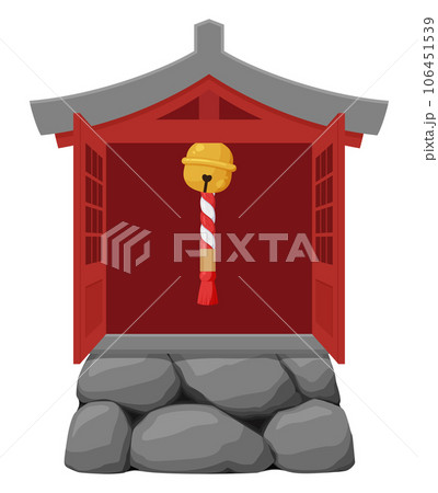祠のイラスト_鈴_赤 106451539