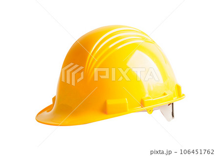 Yellow helmet isolated on white background with clipping path, protect to safety for engineer in construction site. 106451762