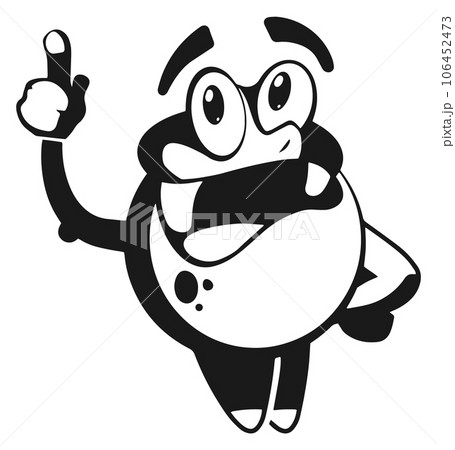 Friendly monster mascot. Funny creature pointing finger 106452473