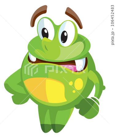 Green monster with funny face expression. Cartoon character 106452483