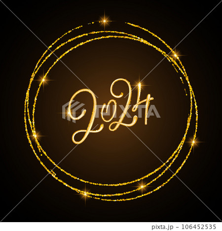 2024 New Year. Shiny glitter sparkle 3d vector - Stock Illustration  [106452535] - PIXTA