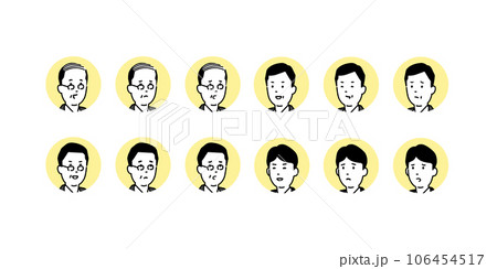 いろいろな表情の顔アイコンセット、ベクター素材 いろいろな表情の顔アイコンセット、ベクター素材 106454517