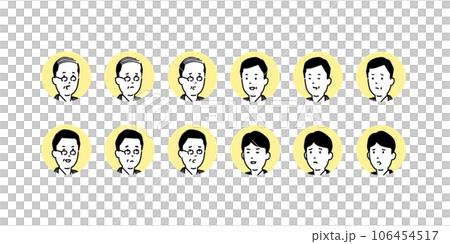 いろいろな表情の顔アイコンセット、ベクター素材 いろいろな表情の顔アイコンセット、ベクター素材 106454517