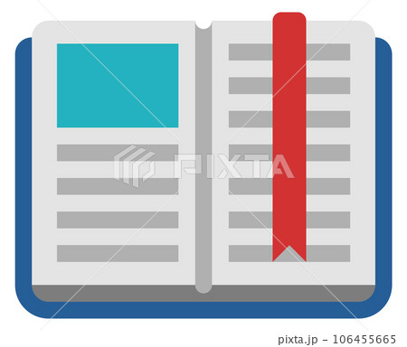 Open book with red bookmark. Color study icon Open book with red bookmark. Color study icon 106455665