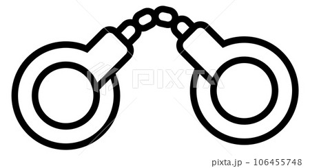 Handcuffs linear icon. Criminal symbol. Arrest sign Handcuffs linear icon. Criminal symbol. Arrest sign 106455748