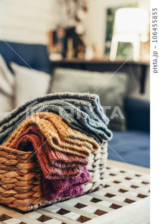 Hand-knitted woolen socks of different colors Hand-knitted woolen socks of different colors 106455855