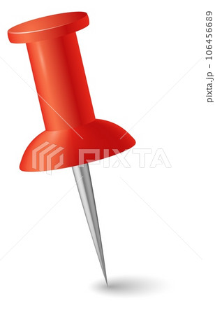 Red plastic thumb tack. Realistic push pin 106456689