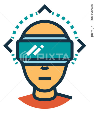 Man in virtual reality glasses icon. Vr headset Man in virtual reality glasses icon. Vr headset 106456980