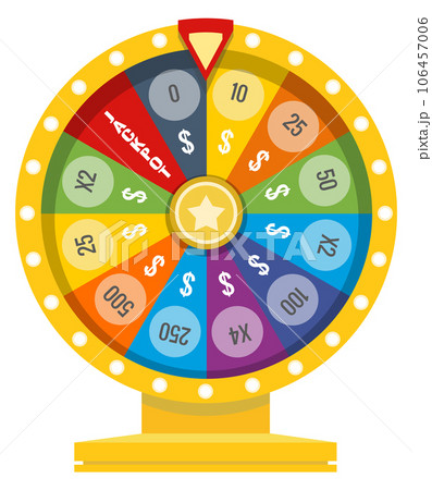 Spinning wheel. Fortune symbol. Realistic lucky roulette 106457006