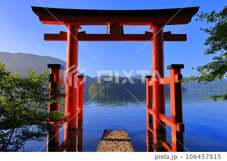 箱根神社の鳥居（芦ノ湖） 106457815