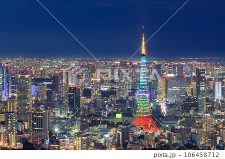 東京タワー_特別ライトアップと大都会の絶景夜景風景 106458712