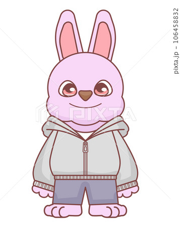 パーカーを着たかわいいウサギのキャラクターイラスト 106458832