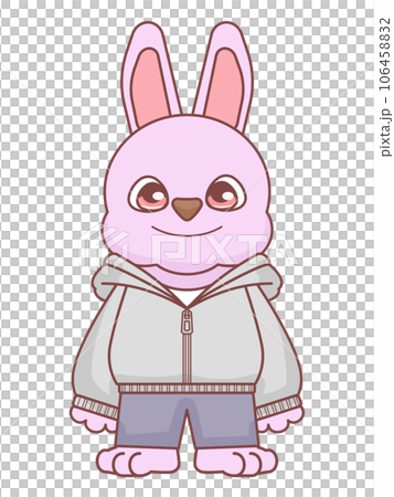 パーカーを着たかわいいウサギのキャラクターイラスト 106458832