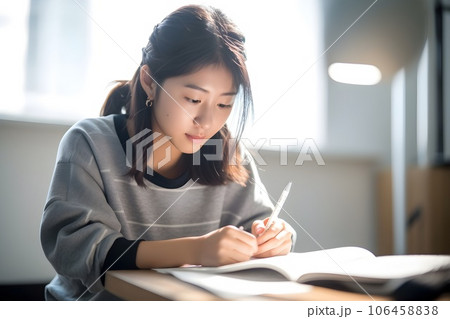 勉強をする女子高校生6　AI生成画像 106458838