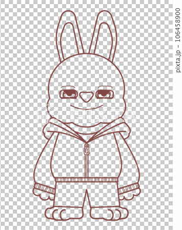 Cute rabbit character line drawing illustration wearing a hoodie Cute rabbit character line drawing illustration wearing a hoodie 106458900