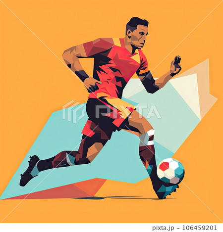 Character football player in soccer action. AI-generated content. 106459201