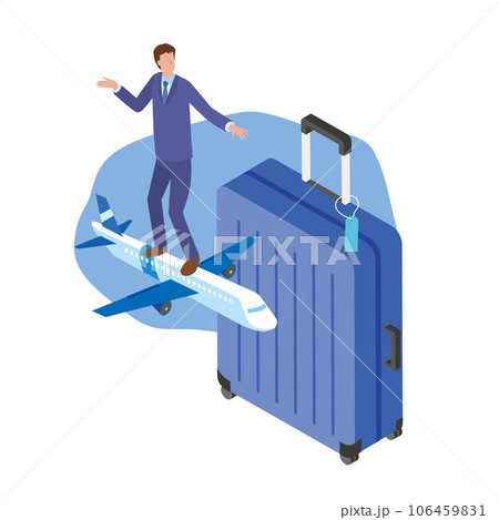 飛行機で出張する男性 106459831
