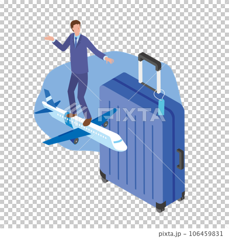 飛行機で出張する男性 106459831
