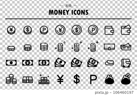 Vector icon set about money (yen/dollar) Vector icon set about money (yen/dollar) 106460197