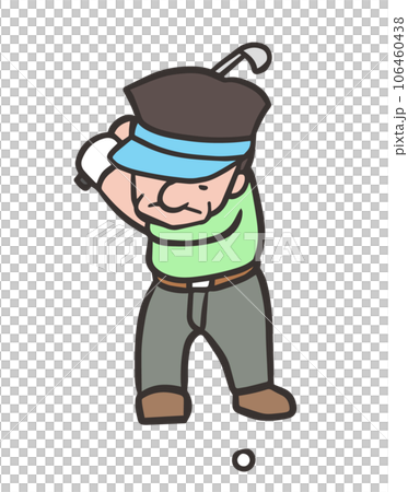 Man making golf swing, iron shot address, forward 2 106460438