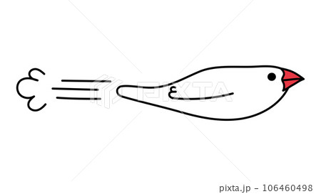 ビューンと飛ぶ白文鳥のイラスト素材　右向き 106460498