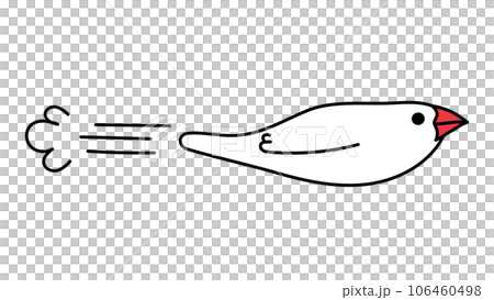 ビューンと飛ぶ白文鳥のイラスト素材　右向き 106460498
