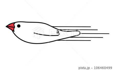 ビュンと飛ぶ白文鳥のイラスト素材　左向き 106460499