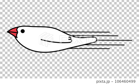 ビュンと飛ぶ白文鳥のイラスト素材　左向き 106460499
