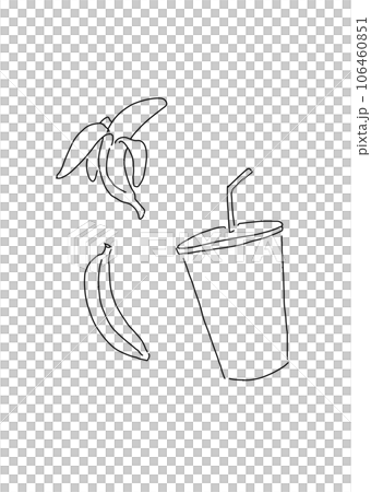 香蕉汁的單色線畫插圖 香蕉汁的單色線畫插圖 106460851