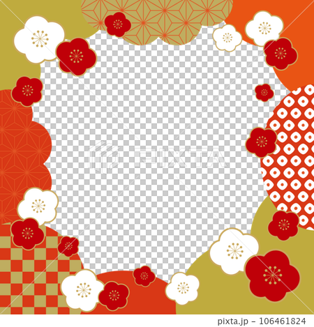 Plum and Japanese Pattern Japanese Style New Year Banner Frame Background/Square/Vermilion/Transparent Plum and Japanese Pattern Japanese Style New Year Banner Frame Background/Square/Vermilion/Transparent 106461824