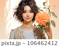 花を持つ若い女性 106462412