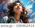 空を見上げる美しい女性 106462414