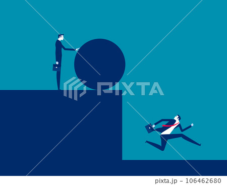 Tries to push the iron ball. Business betrayal and crisis concept 106462680